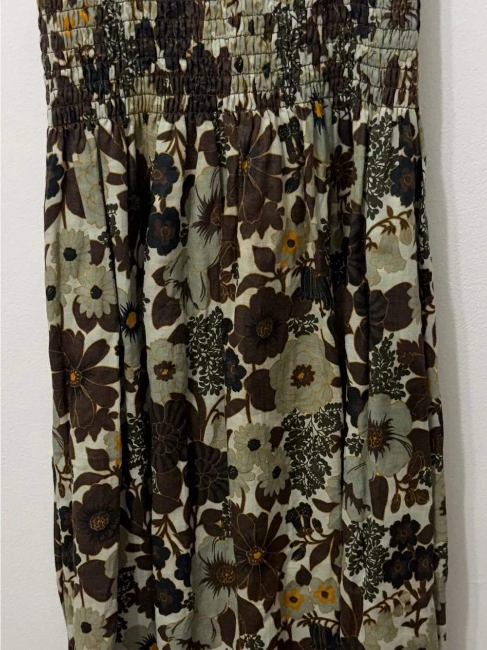 SIR. Constantie Linen Floral Ruched Maxi Dress